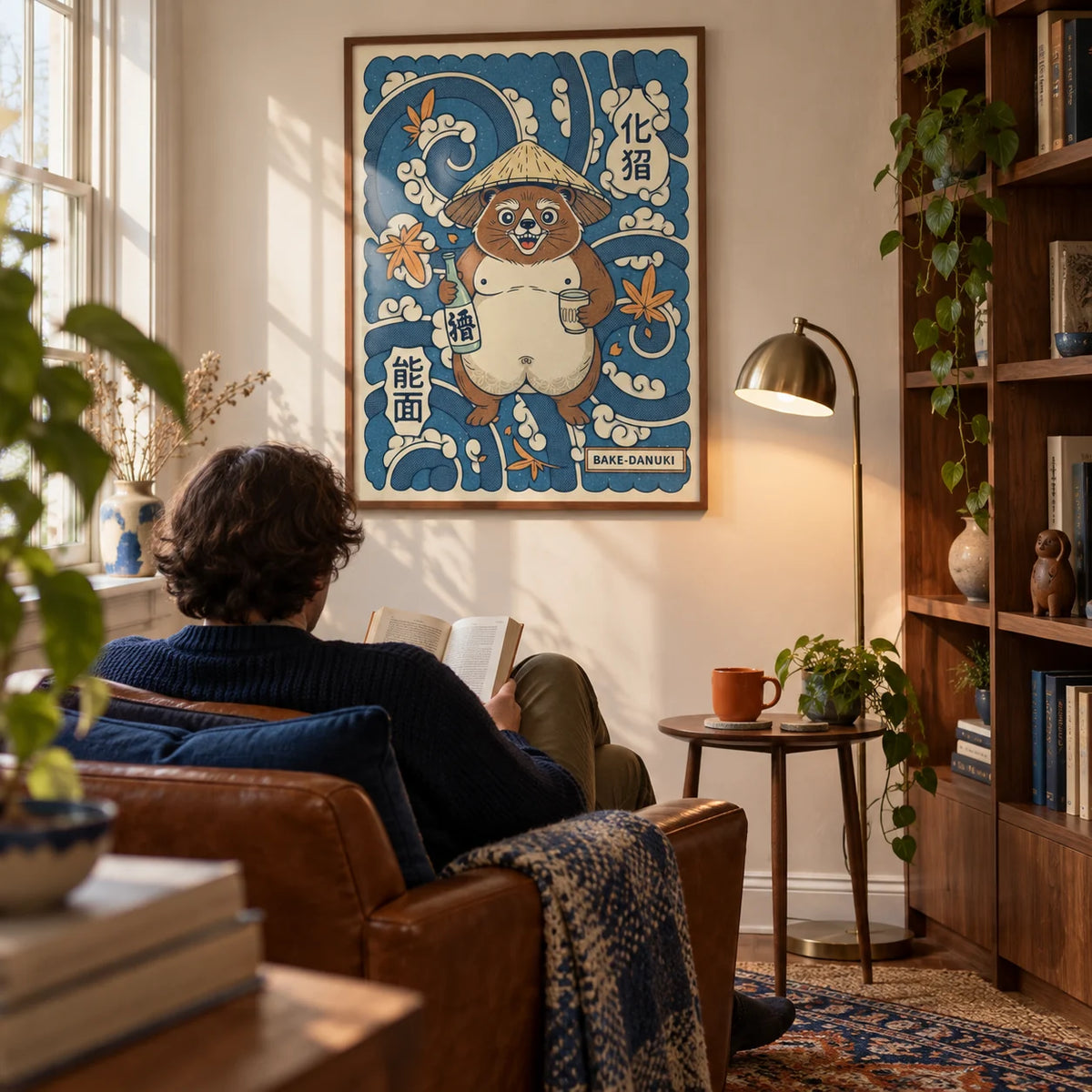 絵画 TANUKI_5 Japanese Tanuki Wall Art | Cute Animal Poster Print