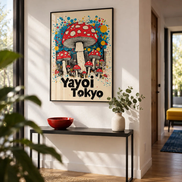Japanese Vintage Prints, framed on the wall of a modern hallway with a white wall