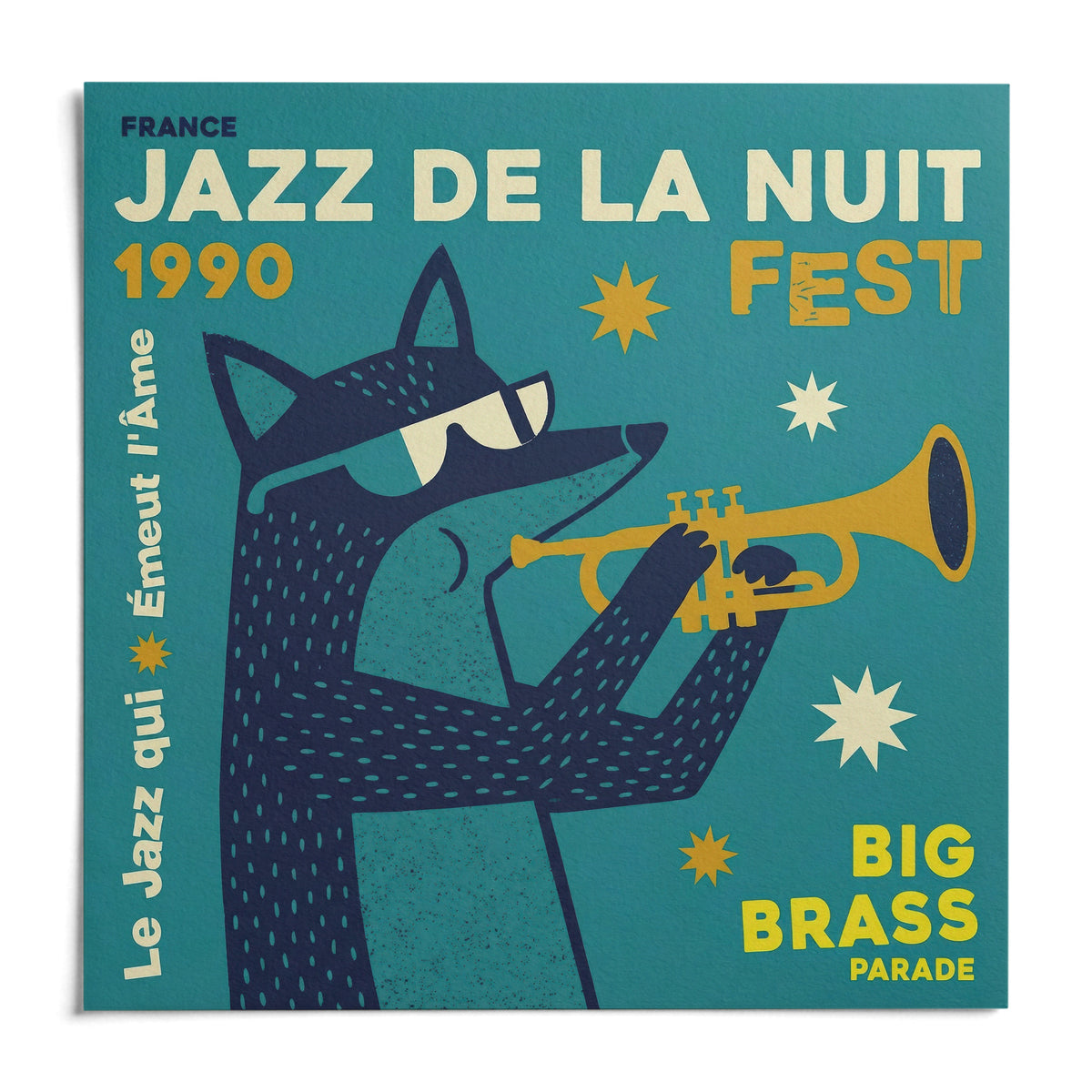 Jazz Festival Art Print, shown as an unframed paper print on a plain white background