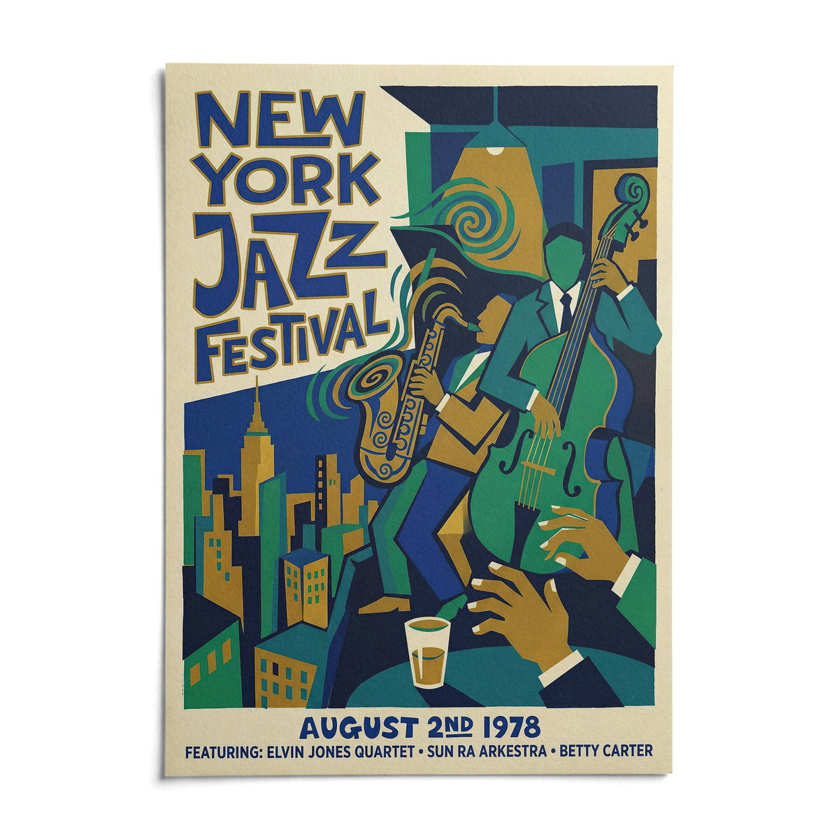 Jazz Music Poster, shown as an unframed paper print on a plain white background