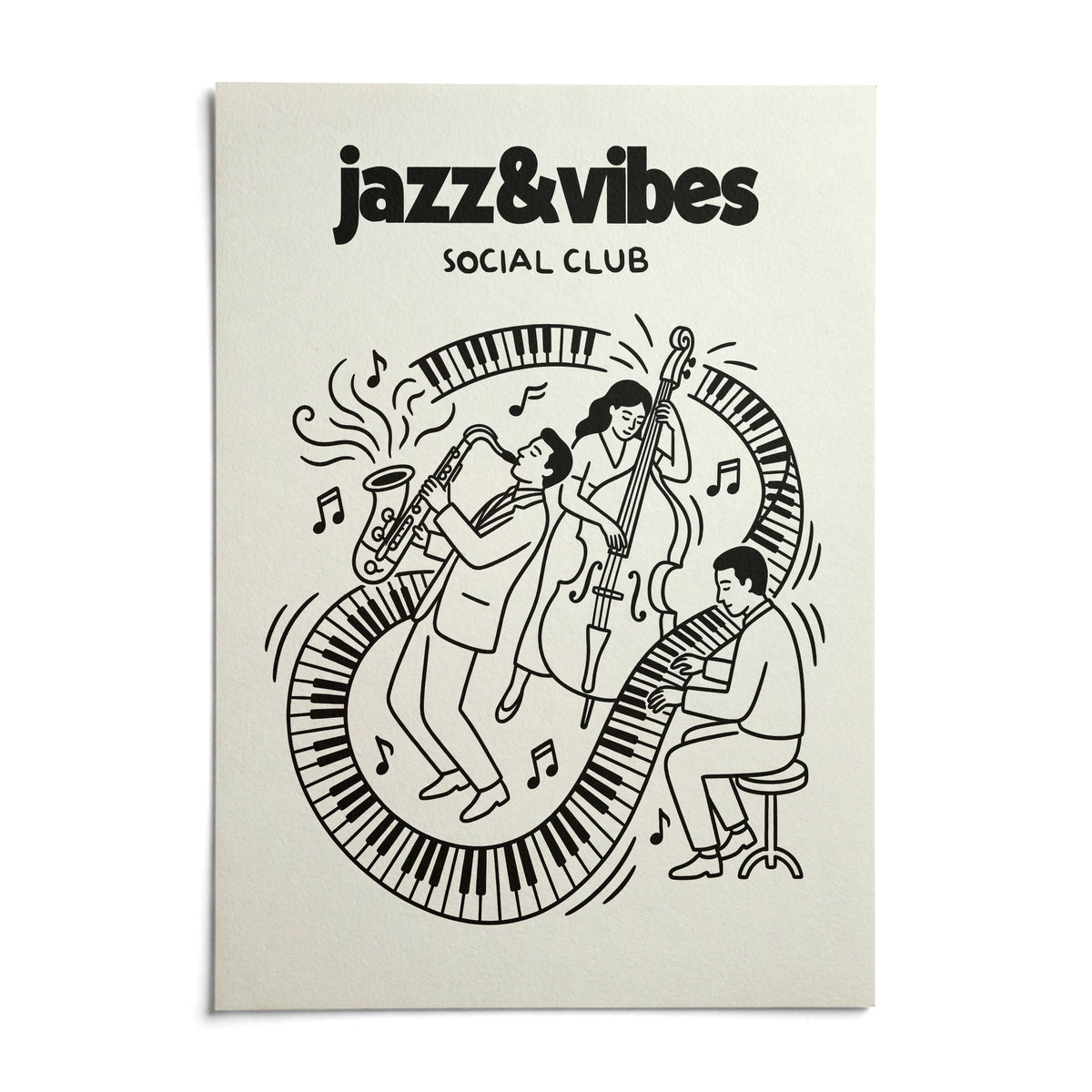 Jazz Music Wall Art, shown as an unframed paper print on a plain white background
