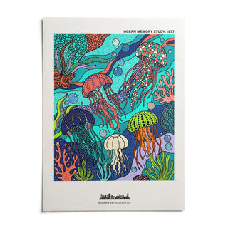 Jellyfish Ocean Art Print, shown as an unframed paper print on a plain white background