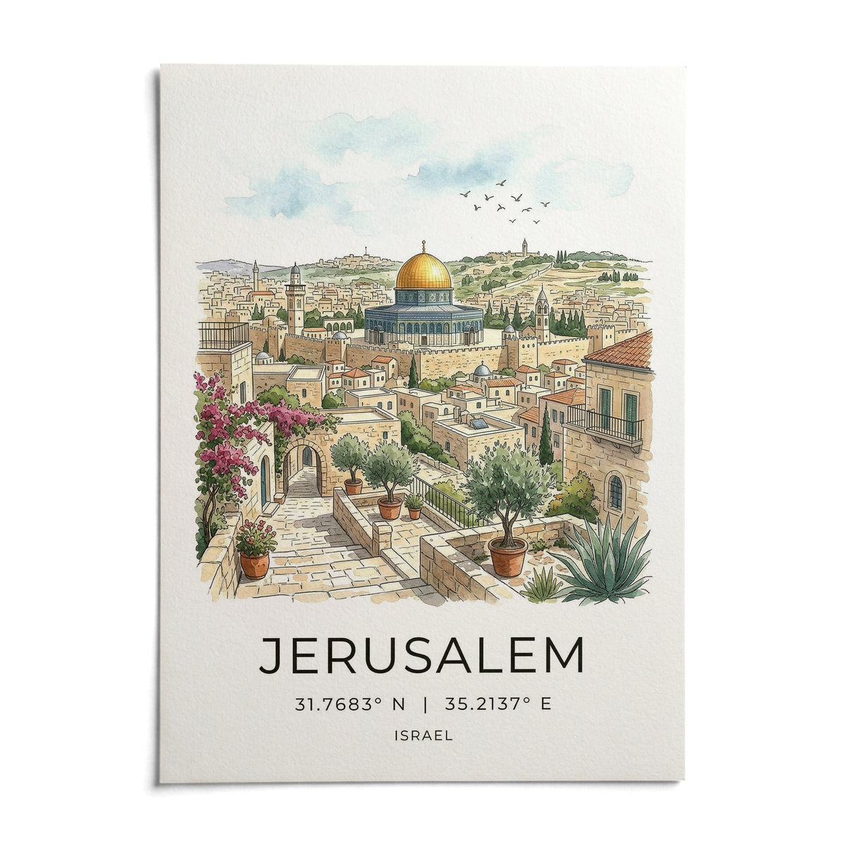 Jerusalem Art Print, shown as an unframed paper print on a plain white background
