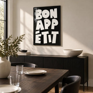 Kitchen Wall Art, framed on the wall of a modern dining room