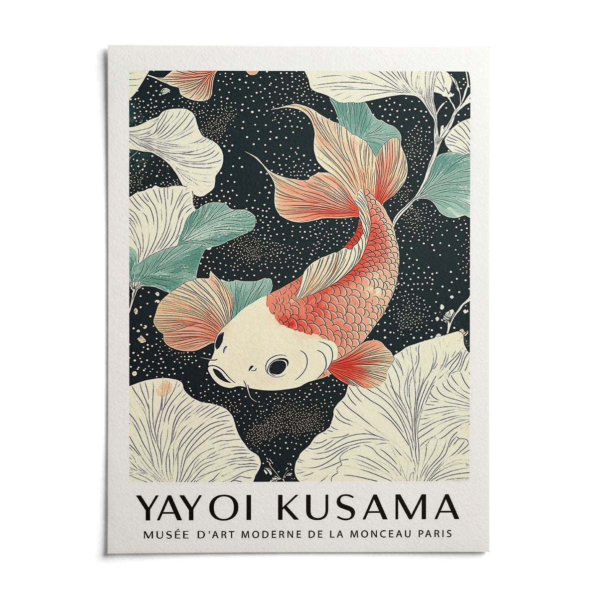 Koi Carp Wall Art, shown as an unframed paper print on a plain white background