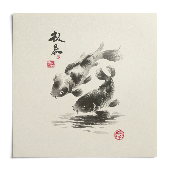 Koi Fish Print, shown as an unframed paper print on a plain white background