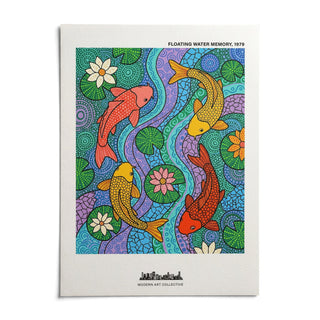 Koi Fish Wall Art, shown as an unframed paper print on a plain white background