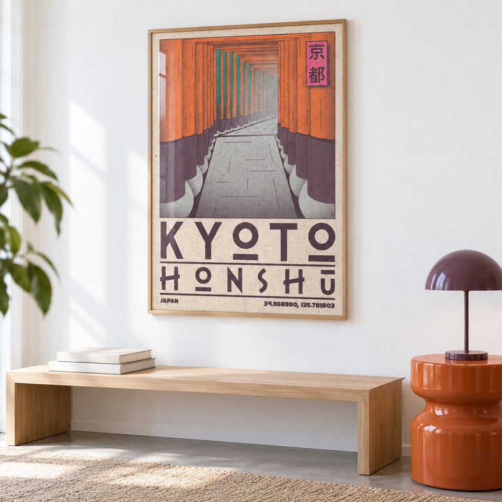 Kyoto Honshu Wall Art shown in a colourful minimalist room (frame not included)