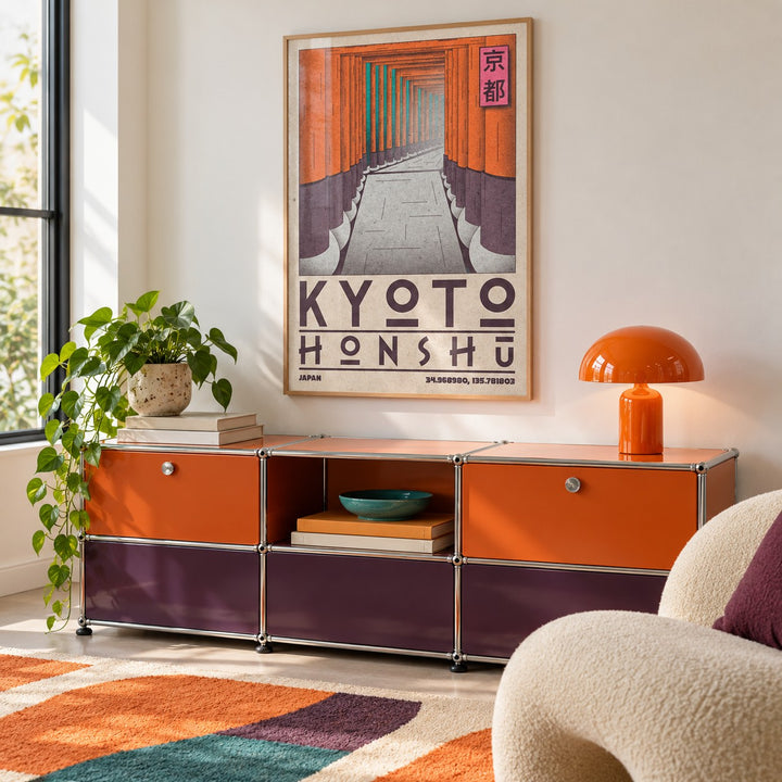 Kyoto Honshu Wall Art shown in a playful retro modern room (frame not included)