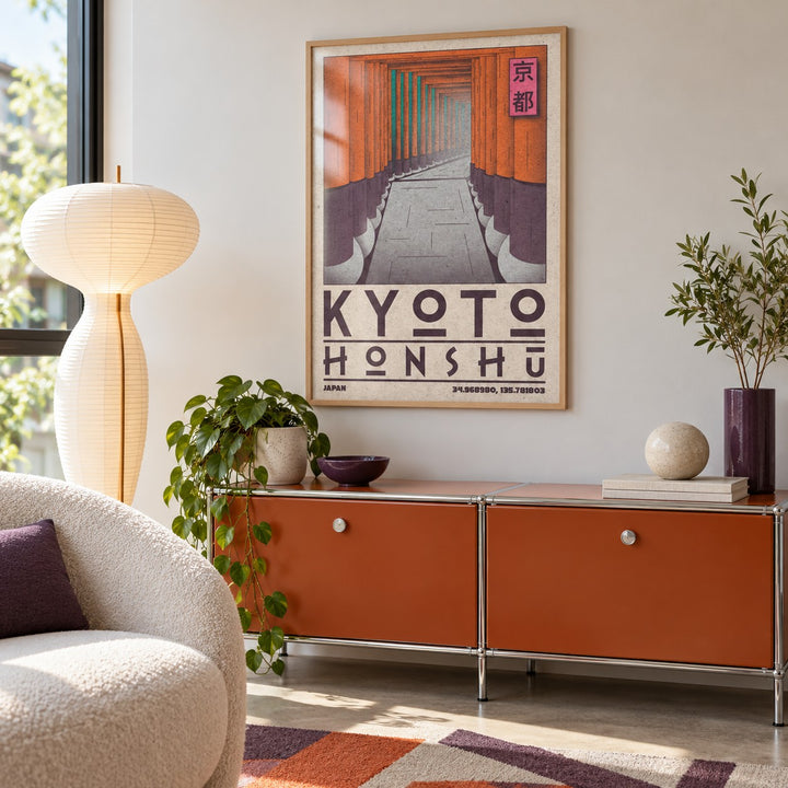 Kyoto Honshu Wall Art shown in a calm reading corner (frame not included)