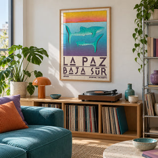 La Paz Mexico Poster shown in a creative city apartment (frame not included)