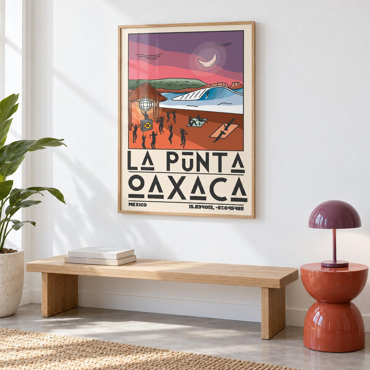 La Punta Oaxaca Wall Art shown in a colourful minimalist room (frame not included)
