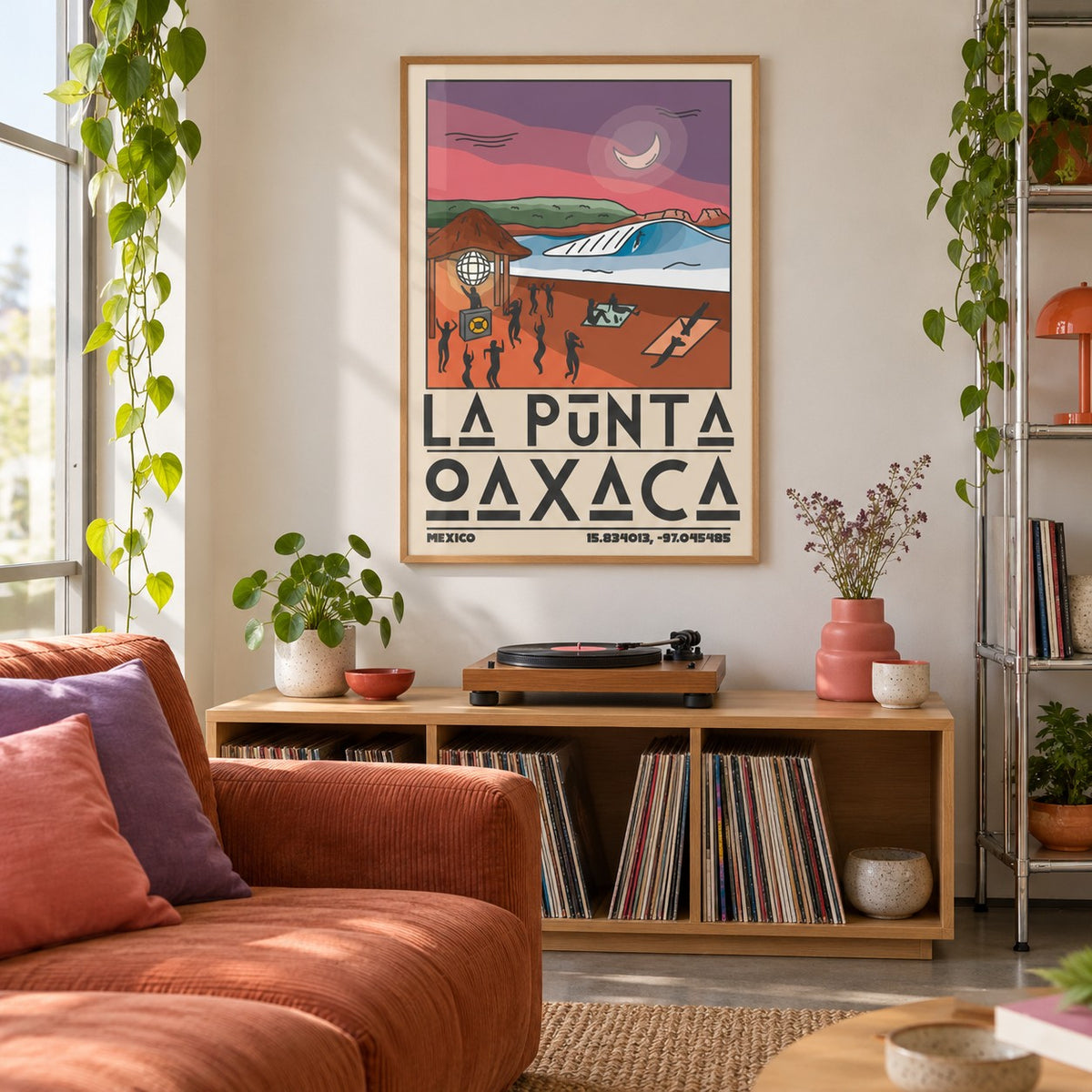 La Punta Oaxaca Wall Art shown in a creative city apartment (frame not included)