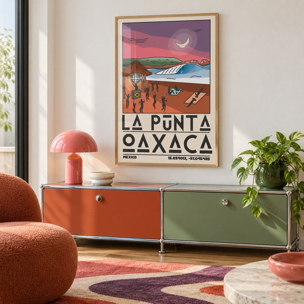 La Punta Oaxaca Wall Art shown in a playful retro modern room (frame not included)