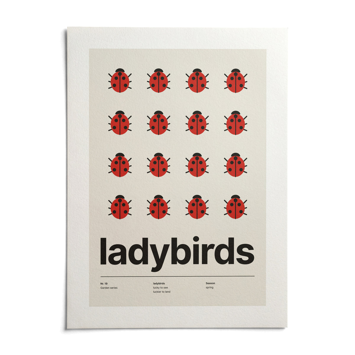 Ladybird Poster, shown as an unframed paper print on a plain white background