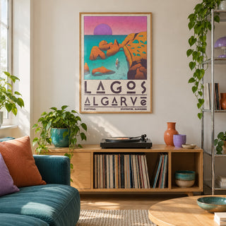 Lagos Algarve Wall Art shown in a creative city apartment (frame not included)