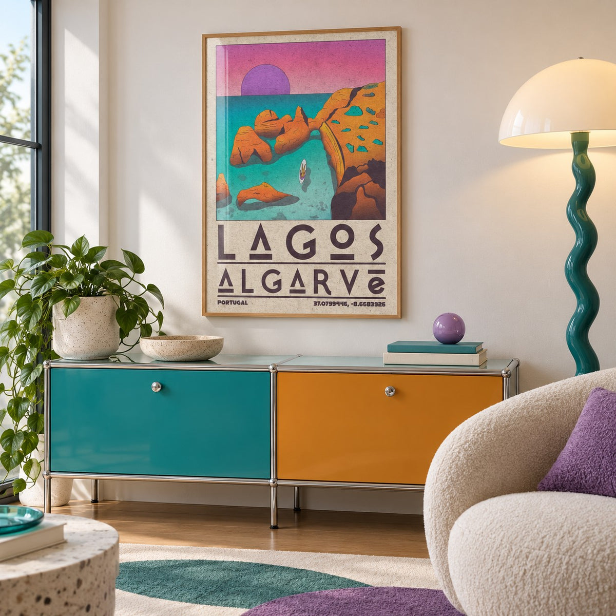 Lagos Algarve Wall Art shown in a calm reading corner (frame not included)