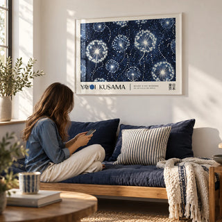 Landscape Posters, framed on the wall of a reading nook with a soft white wall in a living room