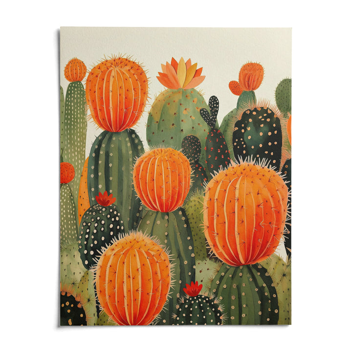 Large Cactus Wall Art, shown as an unframed paper print on a plain white background