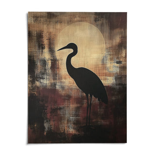 Large Heron Wall Art, shown as an unframed paper print on a plain white background