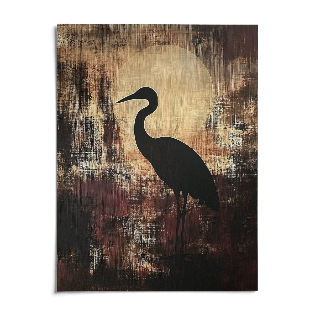 Large Heron Wall Art, shown as an unframed paper print on a plain white background