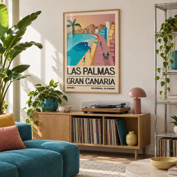 Las Palmas Art Print shown in a creative city apartment (frame not included)