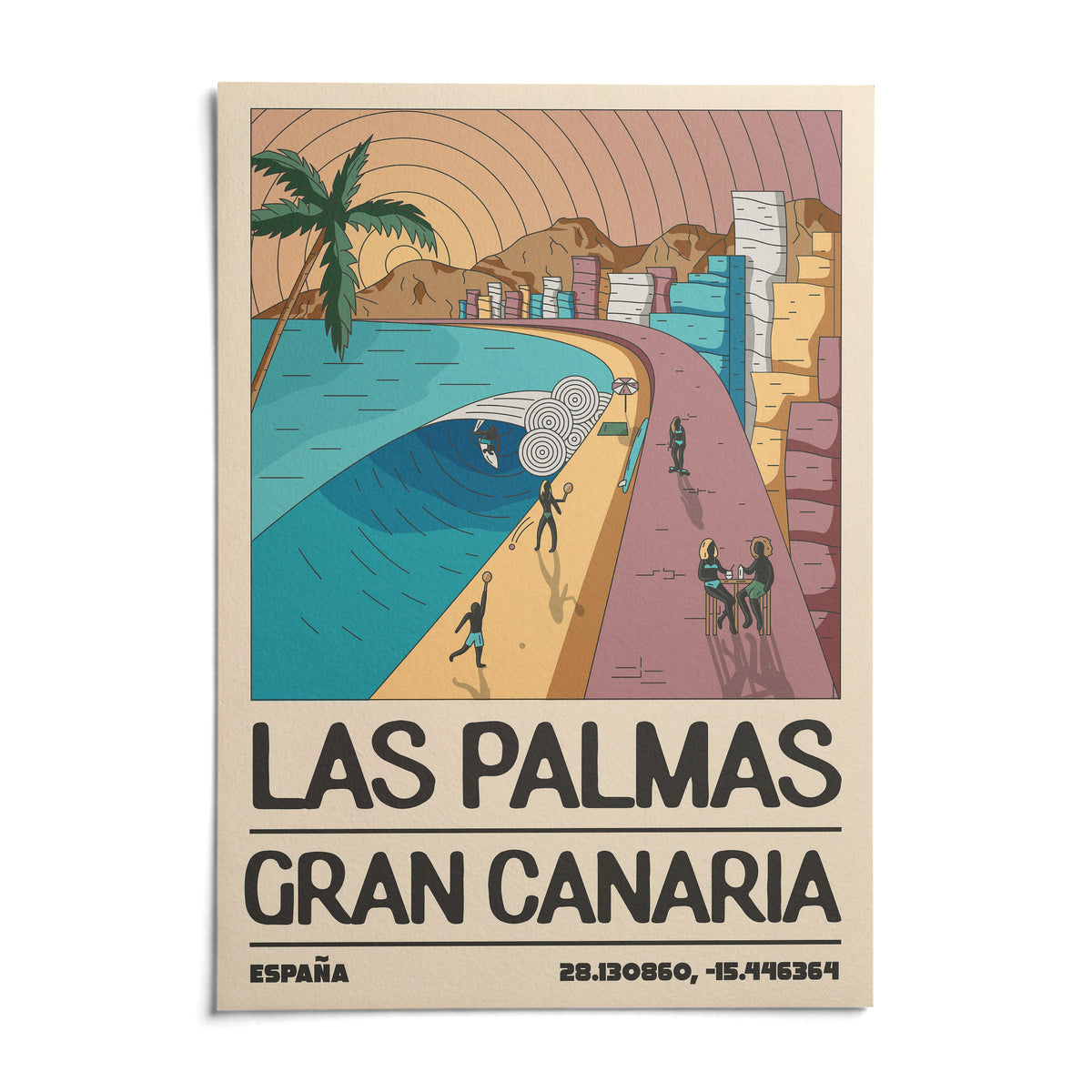 Las Palmas Art Print, shown as an unframed paper print on a plain white background