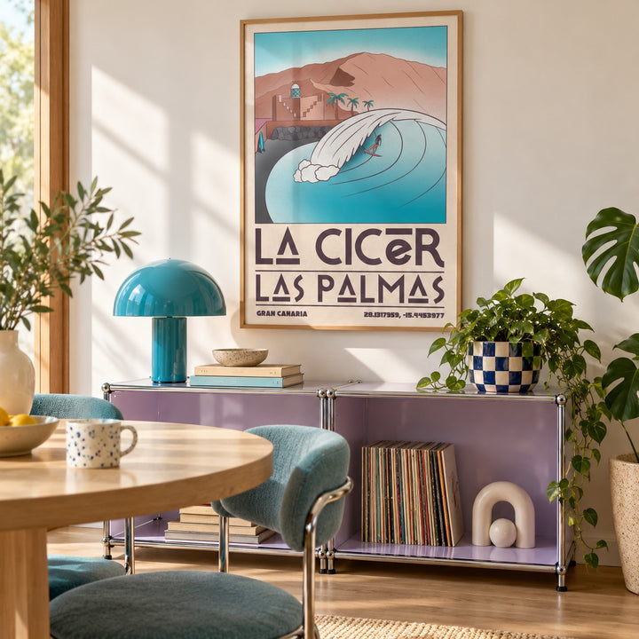 Las Palmas Wall Art shown in a retro breakfast nook (frame not included)