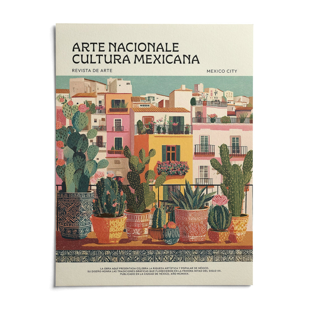 Latin American Wall Art, shown as an unframed paper print on a plain white background