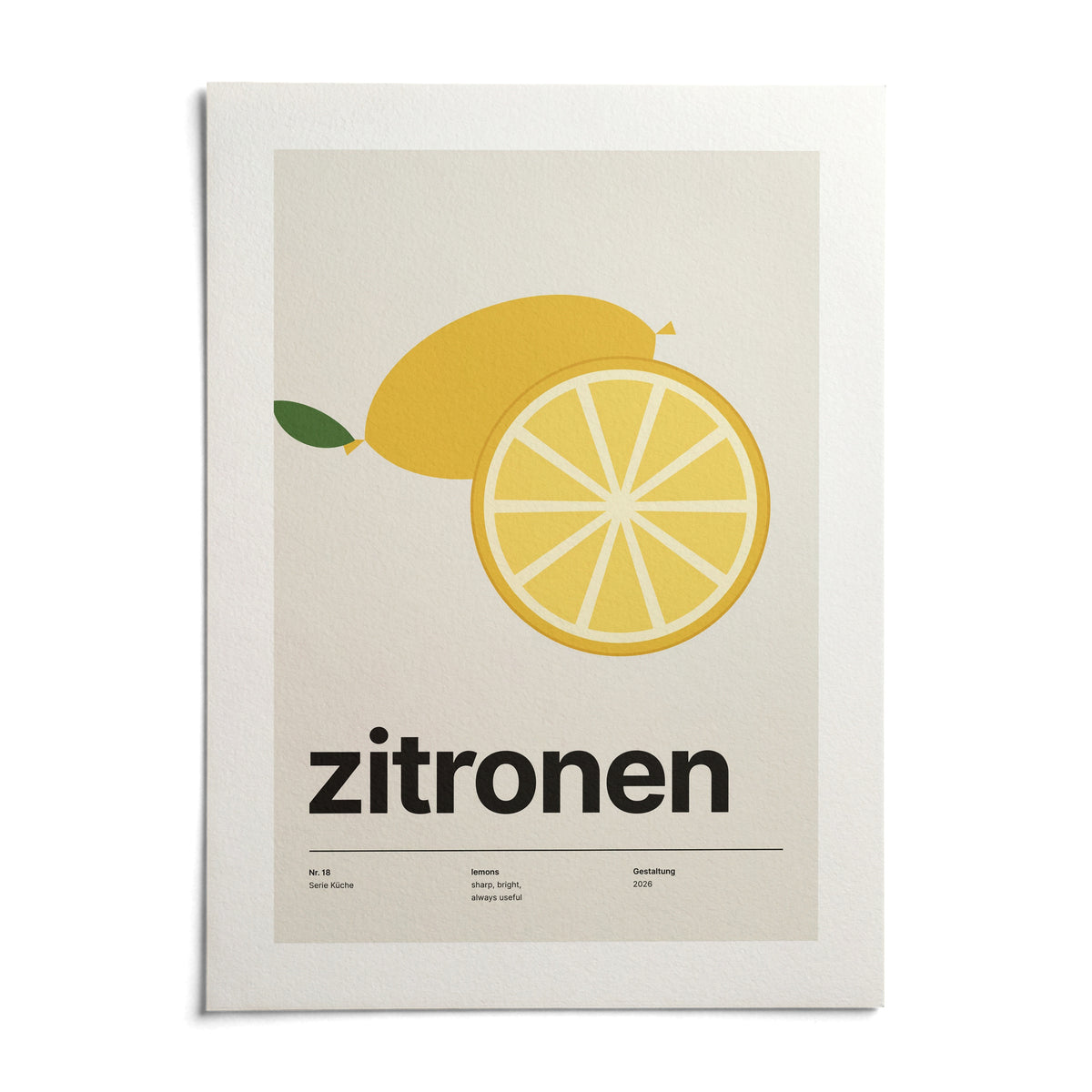 Lemon Slice Print, shown as an unframed paper print on a plain white background