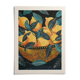 Lemon Wall Art, shown as an unframed paper print on a plain white background