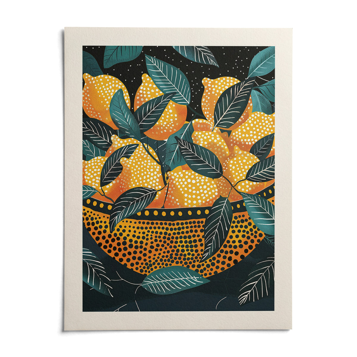 Lemon Wall Art, shown as an unframed paper print on a plain white background