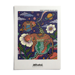 Leopard Galaxy Art Print, shown as an unframed paper print on a plain white background