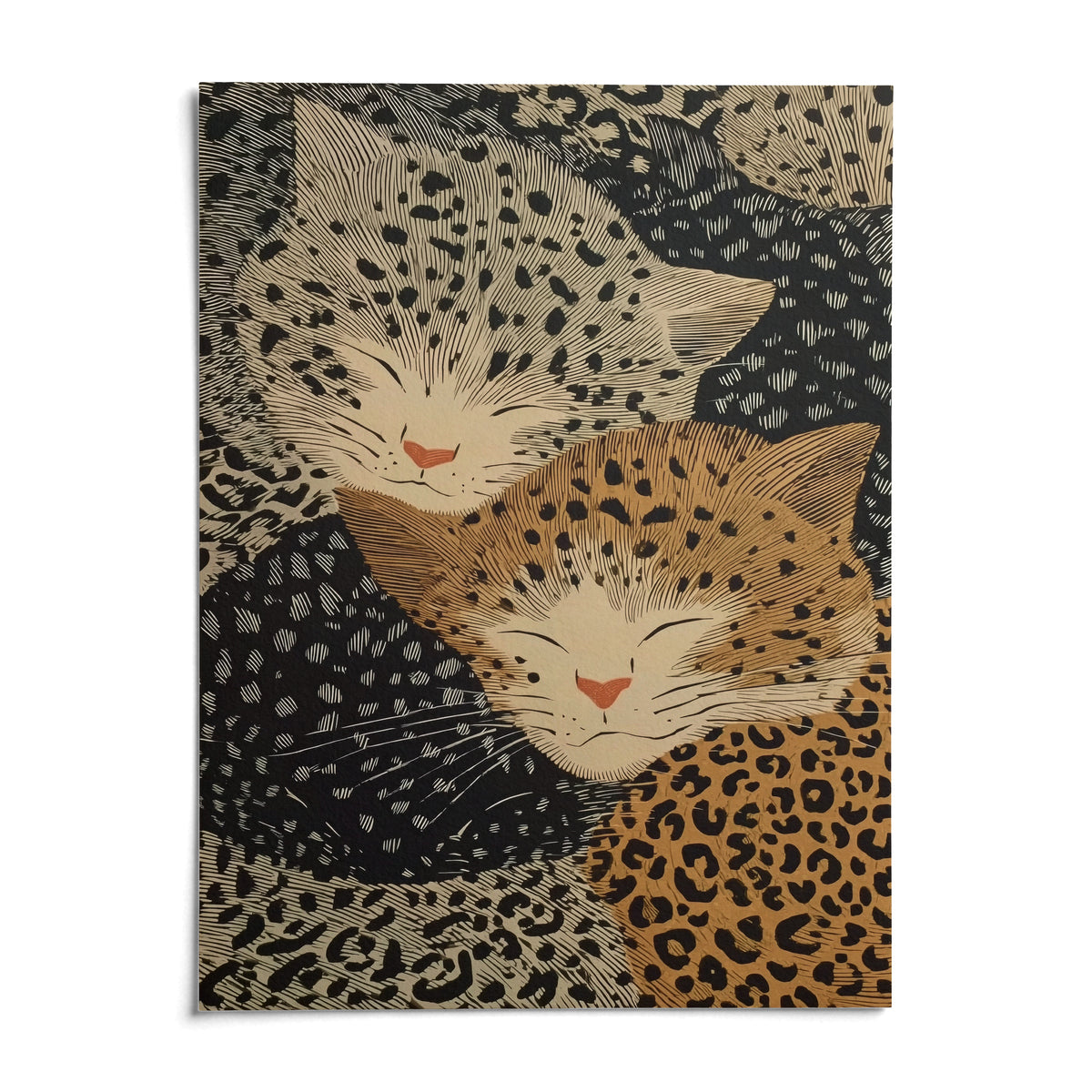 Leopard Print Wall Art, shown as an unframed paper print on a plain white background