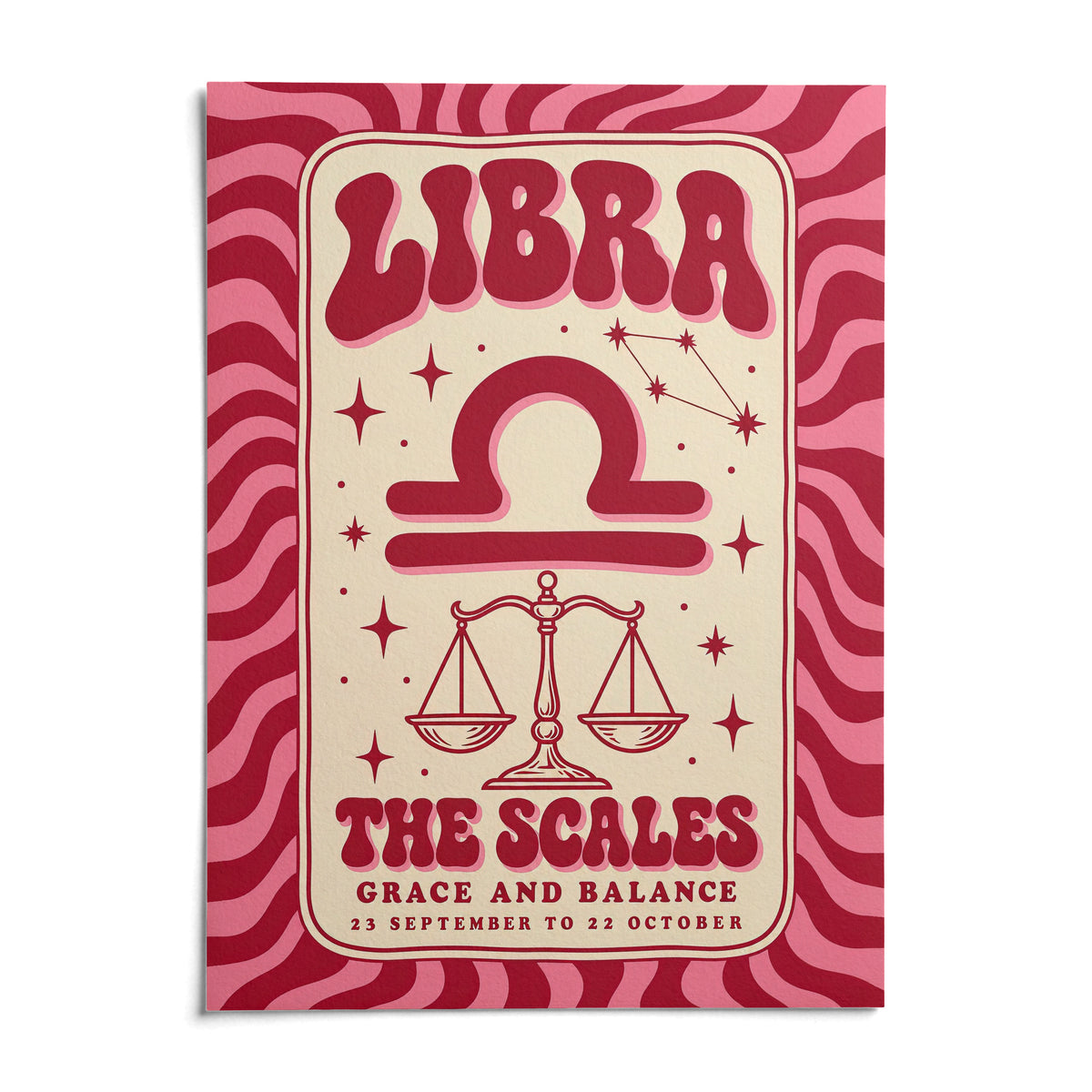Libra Wall Art, shown as an unframed paper print on a plain white background