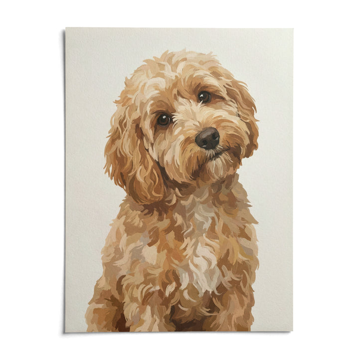 Light Brown Cockapoo Print, shown as an unframed paper print on a plain white background