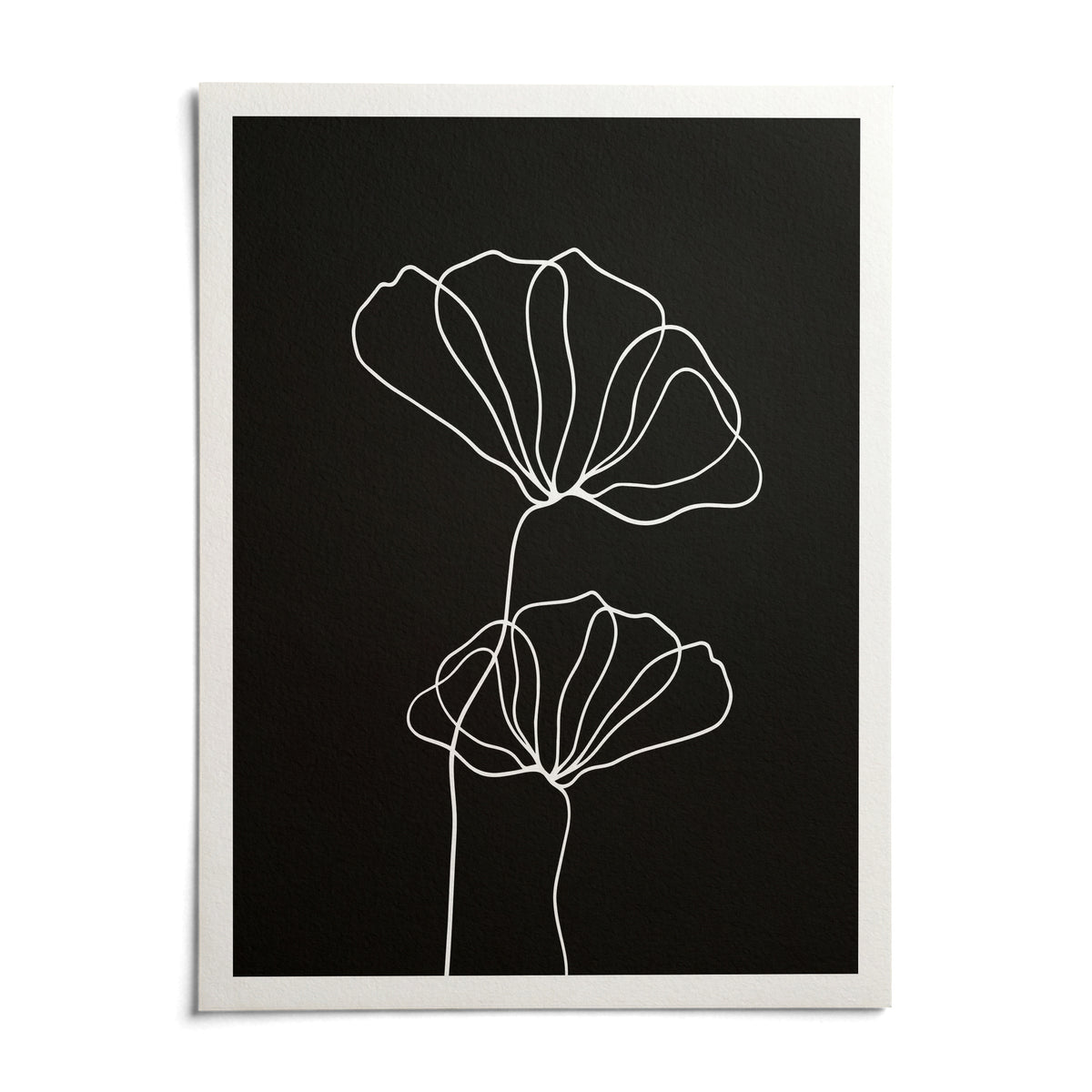 Line Art Floral Print, shown as an unframed paper print on a plain white background