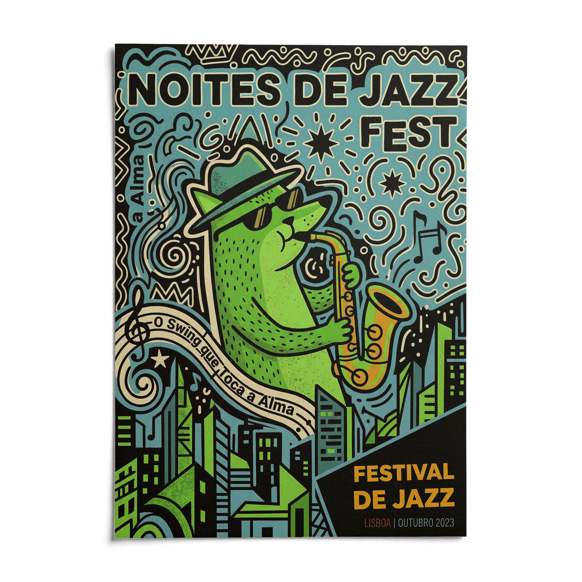 Lisbon Jazz Poster, shown as an unframed paper print on a plain white background