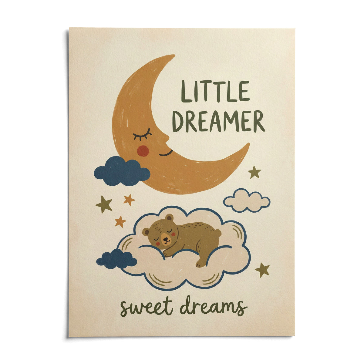 Little Dreamer Wall Art, shown as an unframed paper print on a plain white background