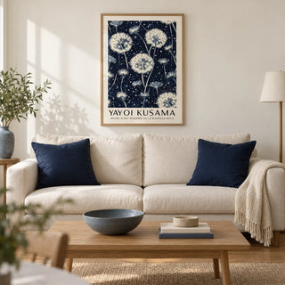 Living Room Prints, framed on the wall of a calm contemporary living room in a UK terraced house with a pale cream wall and oak floor