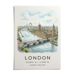 London Cityscape Print, shown as an unframed paper print on a plain white background