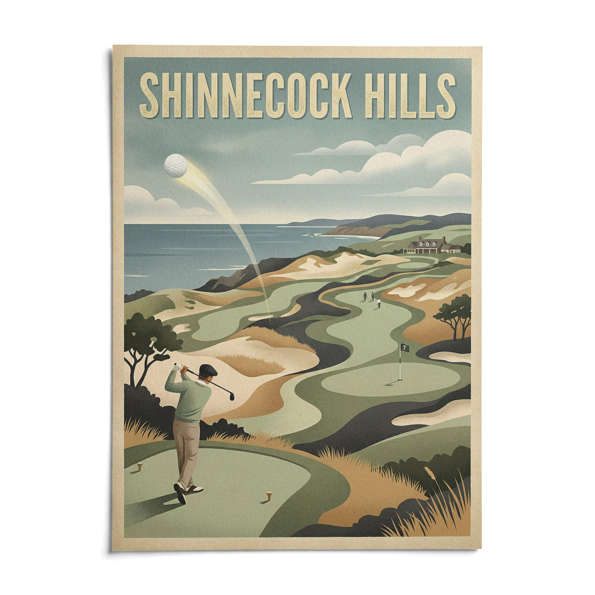 Long Island Golf Art Print, shown as an unframed paper print on a plain white background