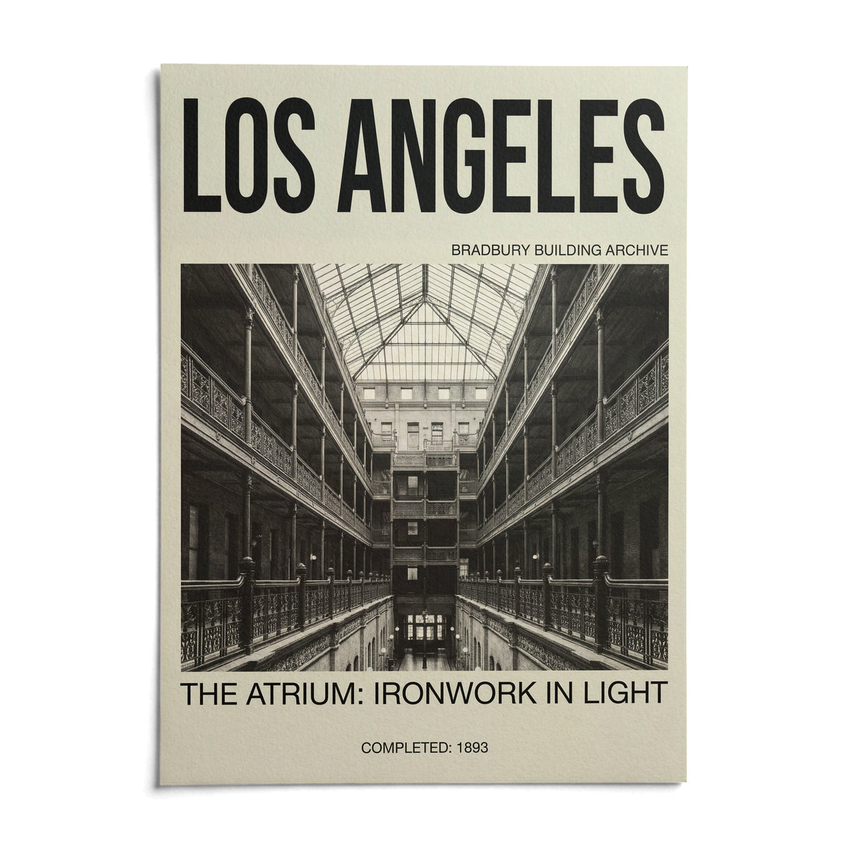 Los Angeles Architecture Art Print, shown as an unframed paper print on a plain white background
