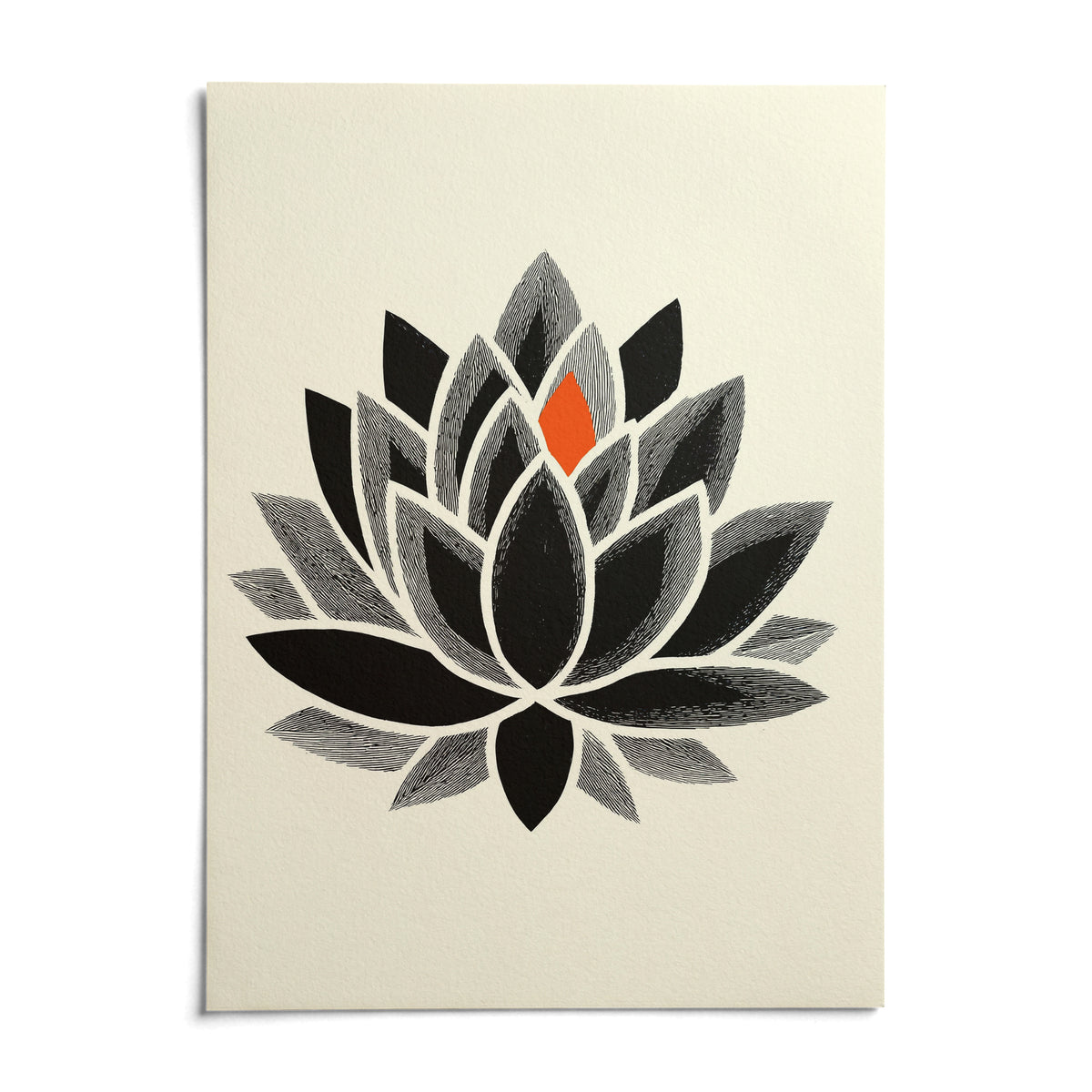 Lotus Art Print, shown as an unframed paper print on a plain white background