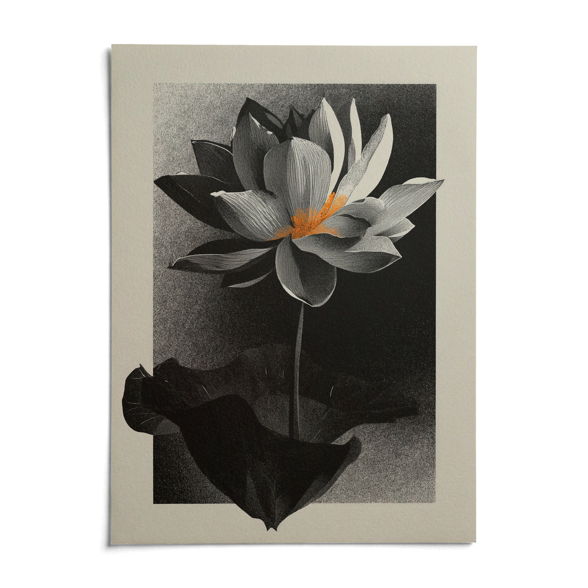 Lotus Flower Art Print, shown as an unframed paper print on a plain white background
