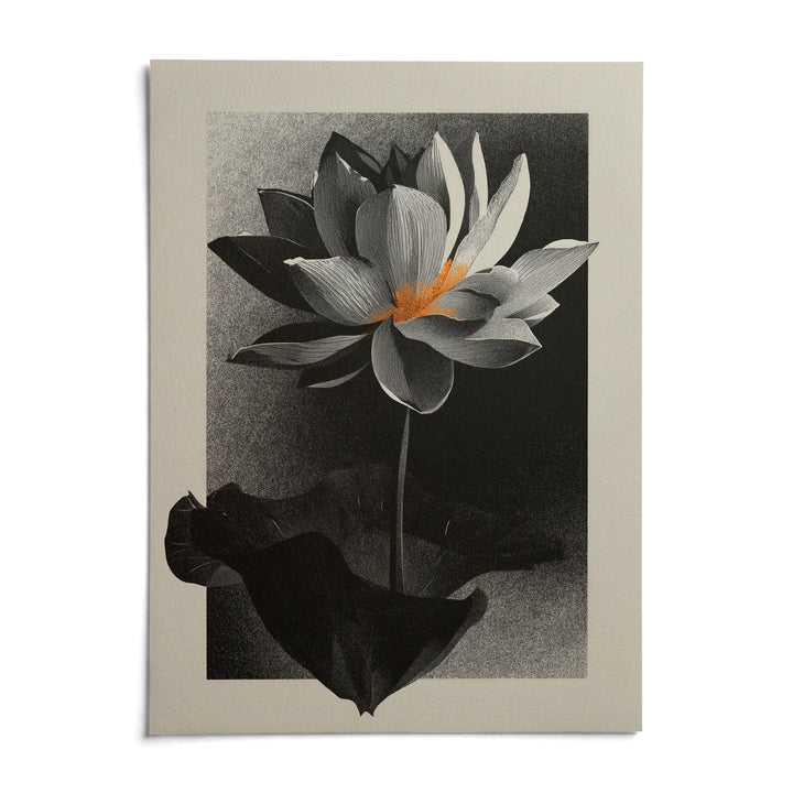 Lotus Flower Art Print, shown as an unframed paper print on a plain white background