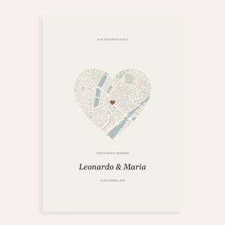 Love Map Poster, shown as an unframed paper print on a plain white background