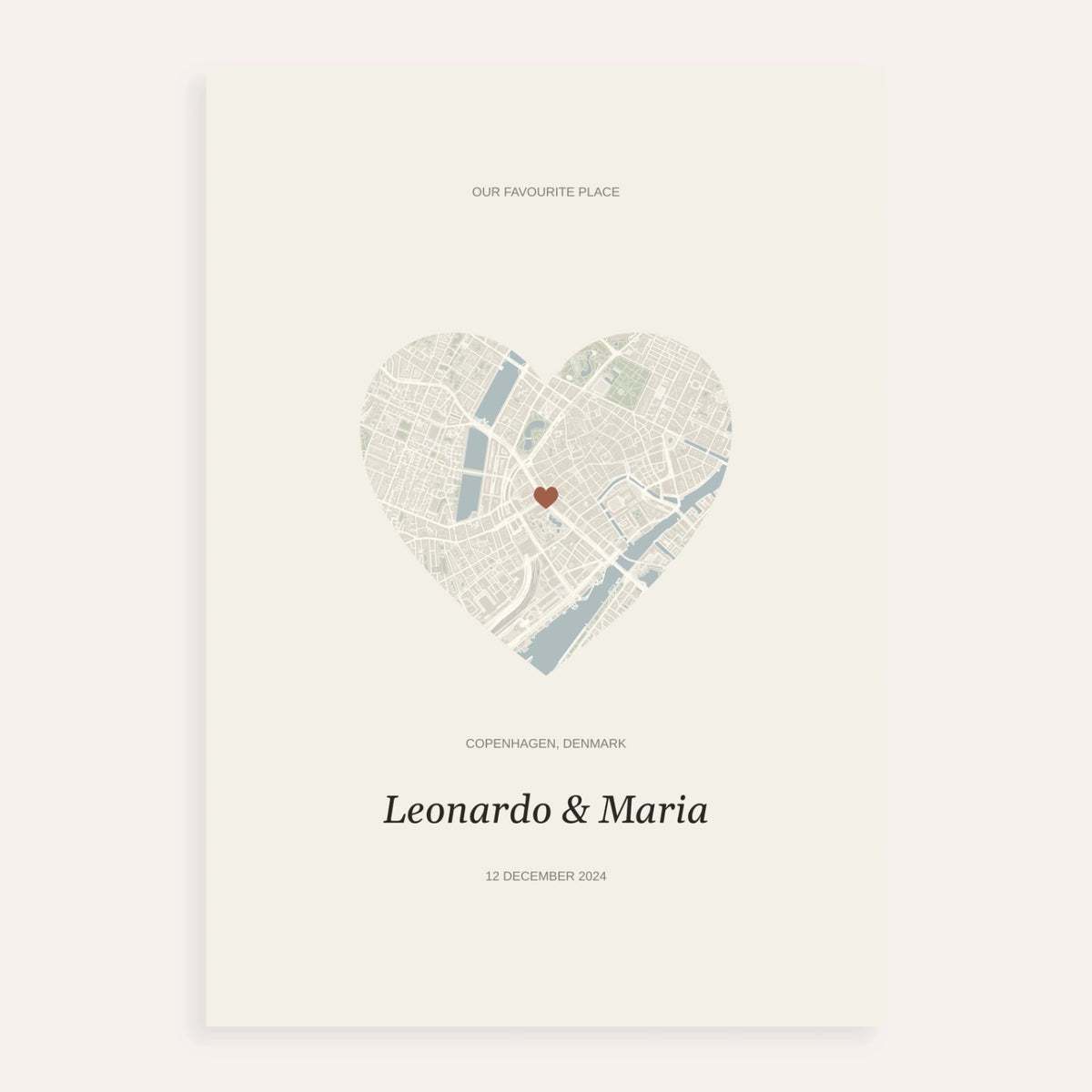 Love Map Poster, shown as an unframed paper print on a plain white background