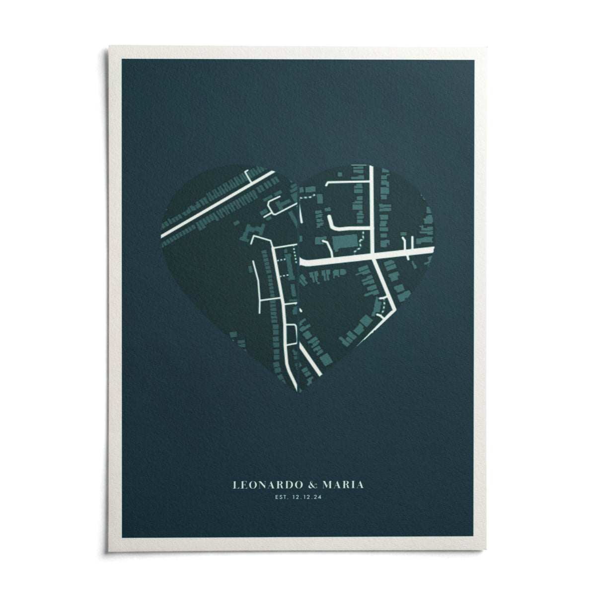 Love Map Poster, shown as an unframed paper print on a plain white background