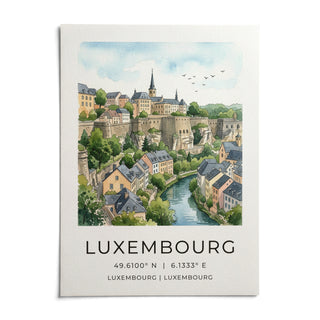 Luxembourg City Wall Art, shown as an unframed paper print on a plain white background